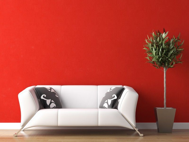 קיר אדום דרמטי - עיצוב יפני